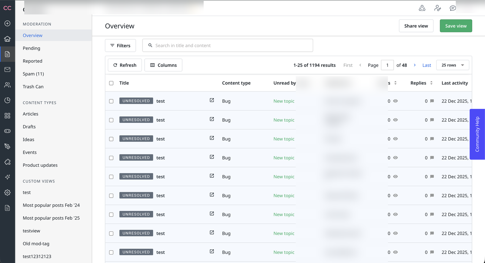 Moderation Overview, the legacy admin screen before the redesign